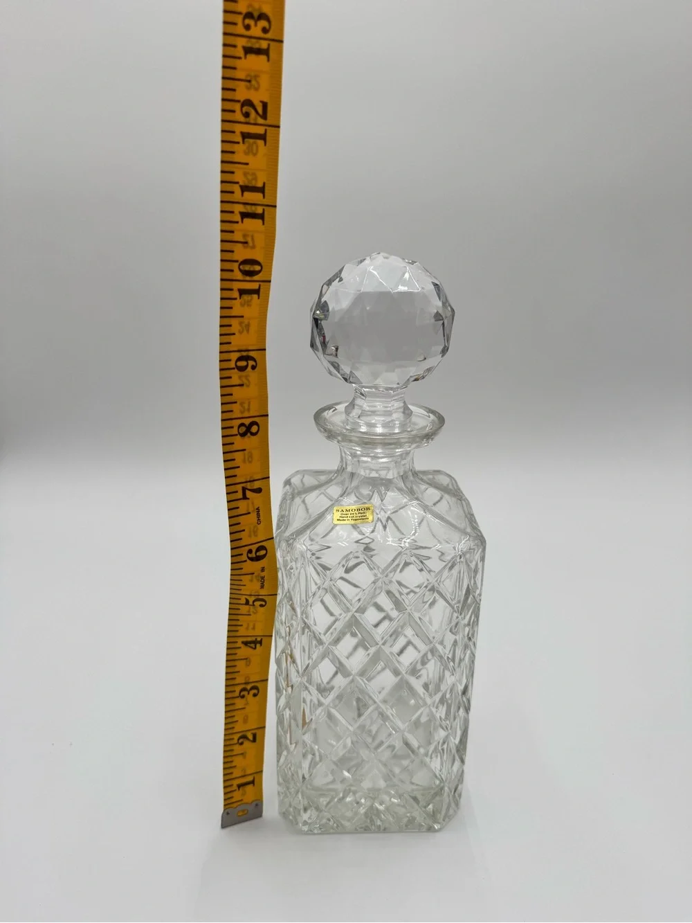Classic Clear 24%+ Lead Crystal Cut Glass Decanter  w/Faceted Stopper Yugoslavia